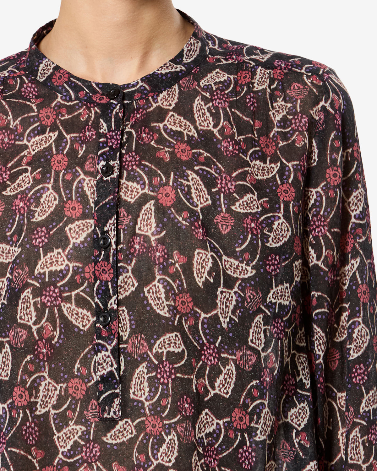 Blouse Maria — Noir / Framboise, vue 3 ; référence HT0029FAD3J03EBKRY