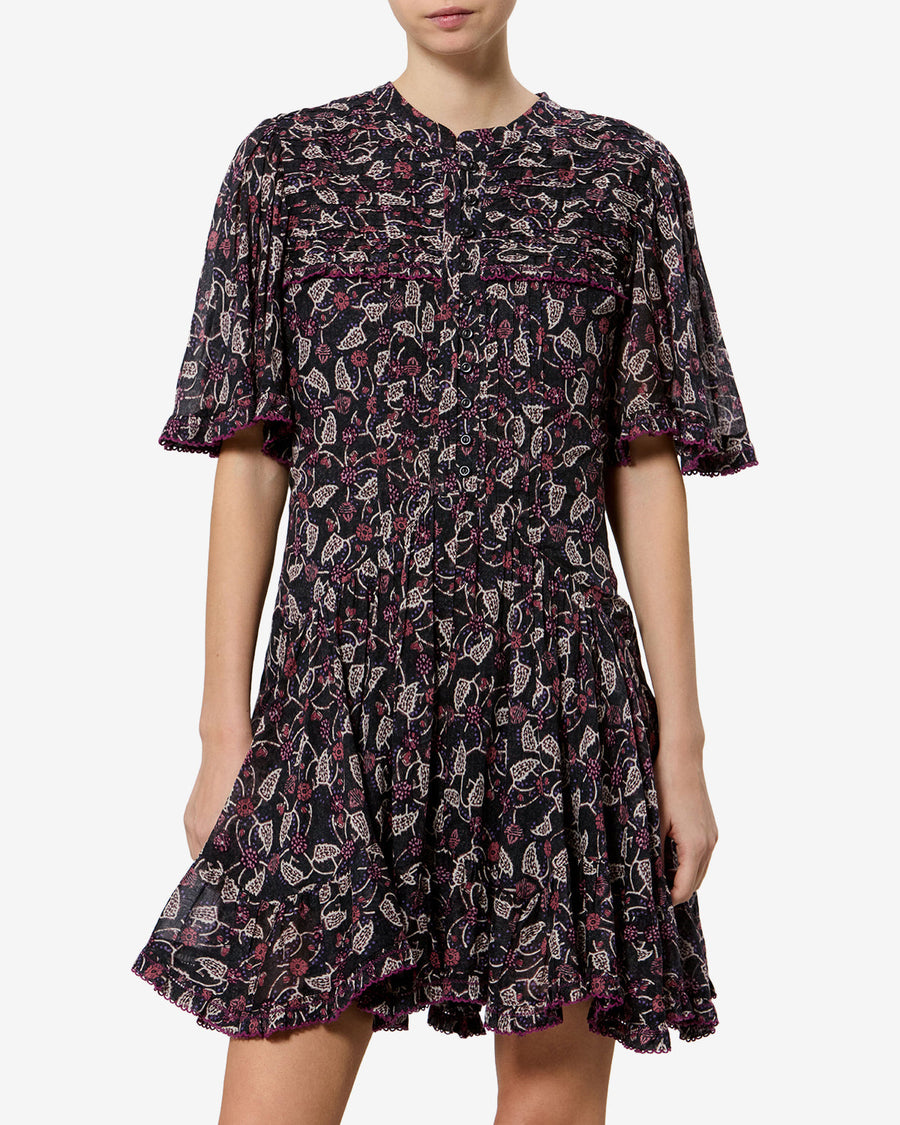 Robe Daynia — Noir / Framboise, vue 1 ; référence RO1165FAD3J03EBKRY