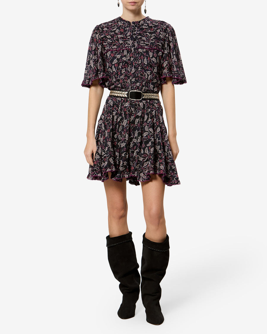 Robe Daynia — Noir / Framboise, vue 2 ; référence RO1165FAD3J03EBKRY