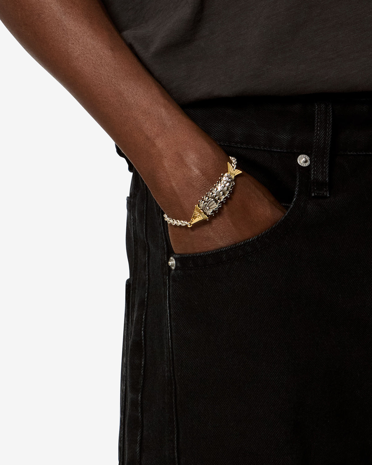 Bracelet River Man — Argenté-doré, vue 2 ; référence BR0184HAB4B05TSIDO