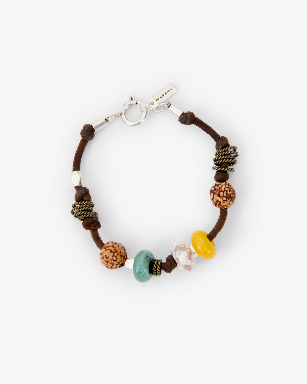 Bracelet Willow en cuir velours — Café / Argenté, vue 1 ; référence BR0274HAD3B09TCFSI