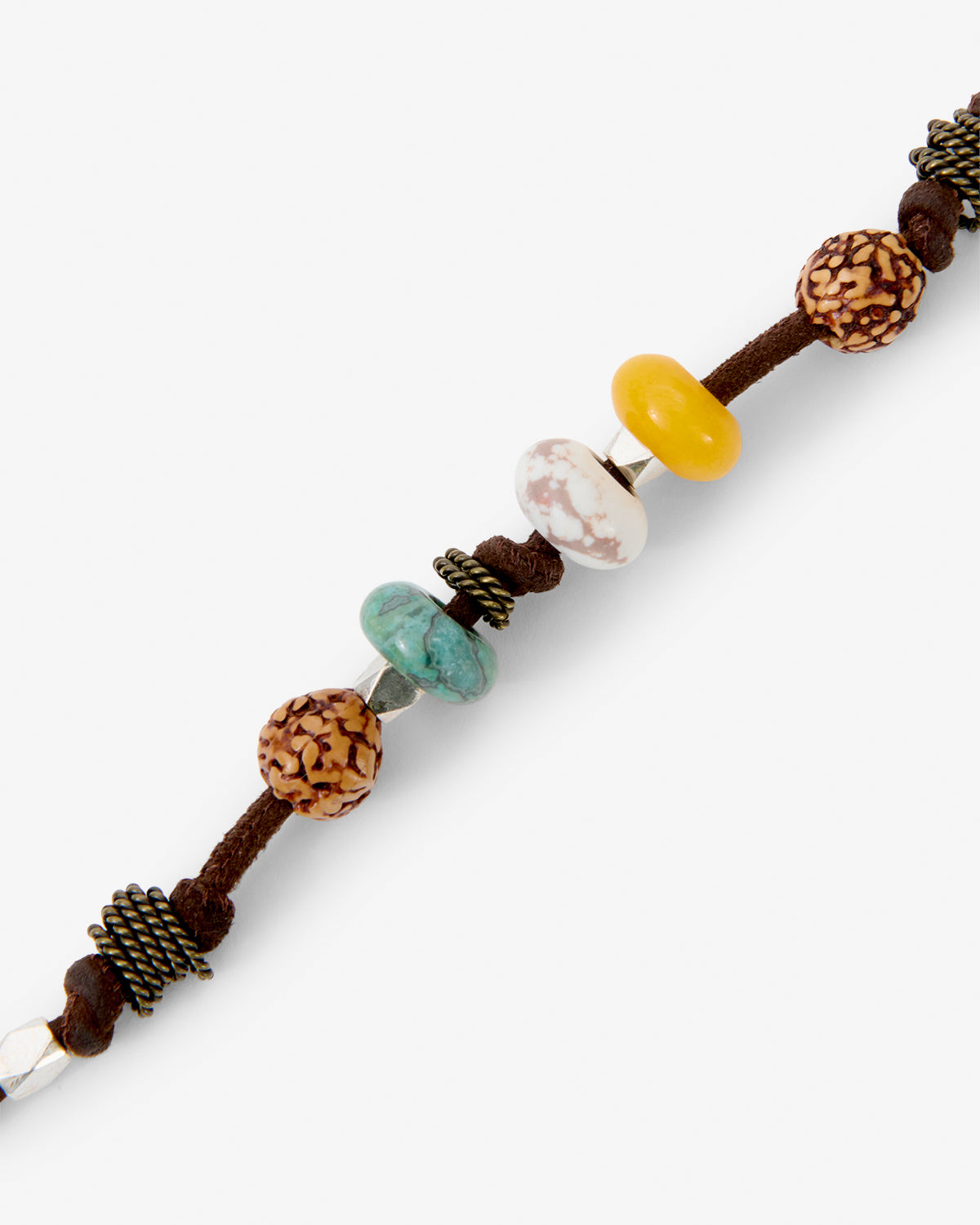 Bracelet Willow en cuir velours — Café / Argenté, vue 3 ; référence BR0274HAD3B09TCFSI