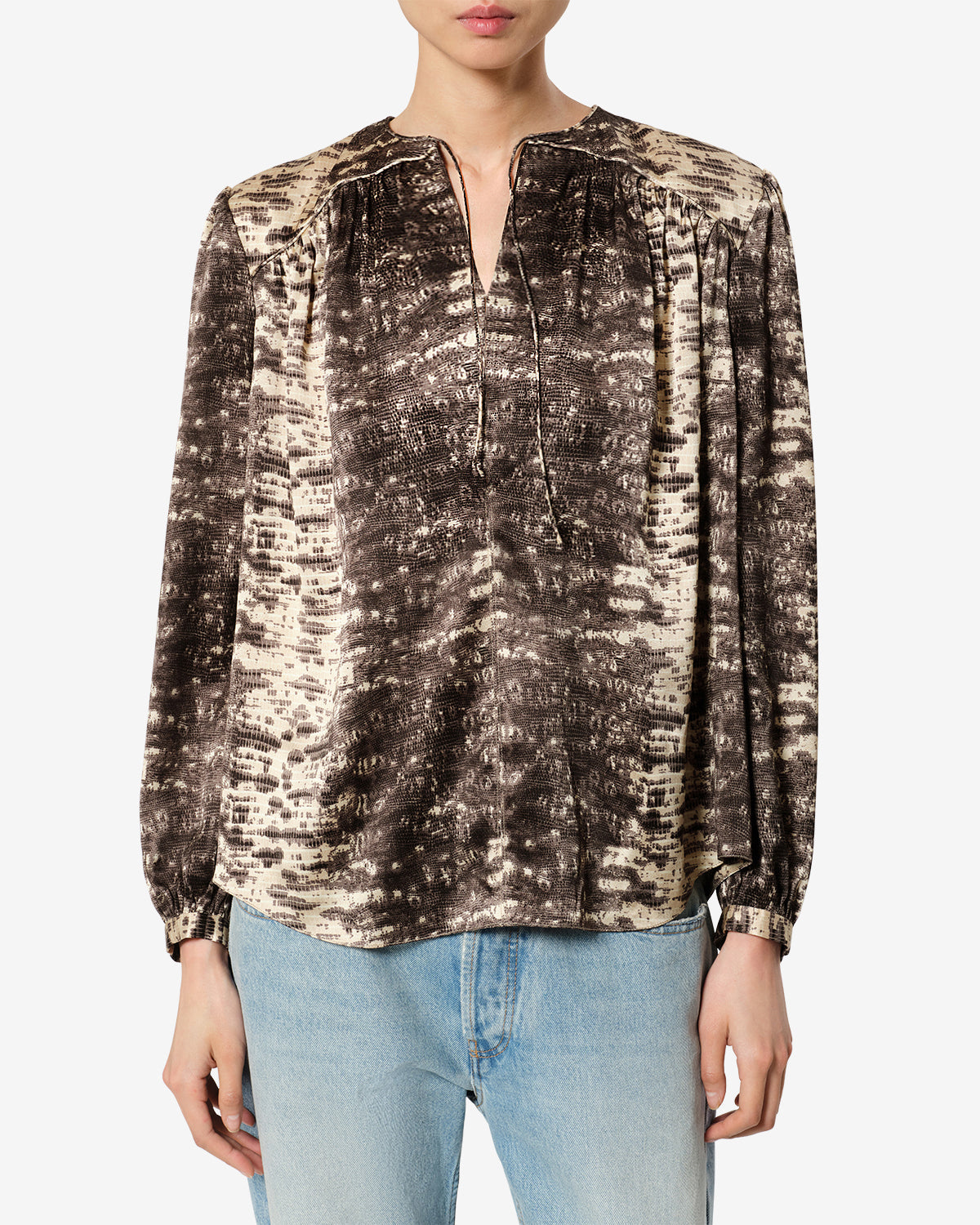 Blouse Laraya en soie — Beige, vue 1 ; référence HT0990FAD4J12I90BE