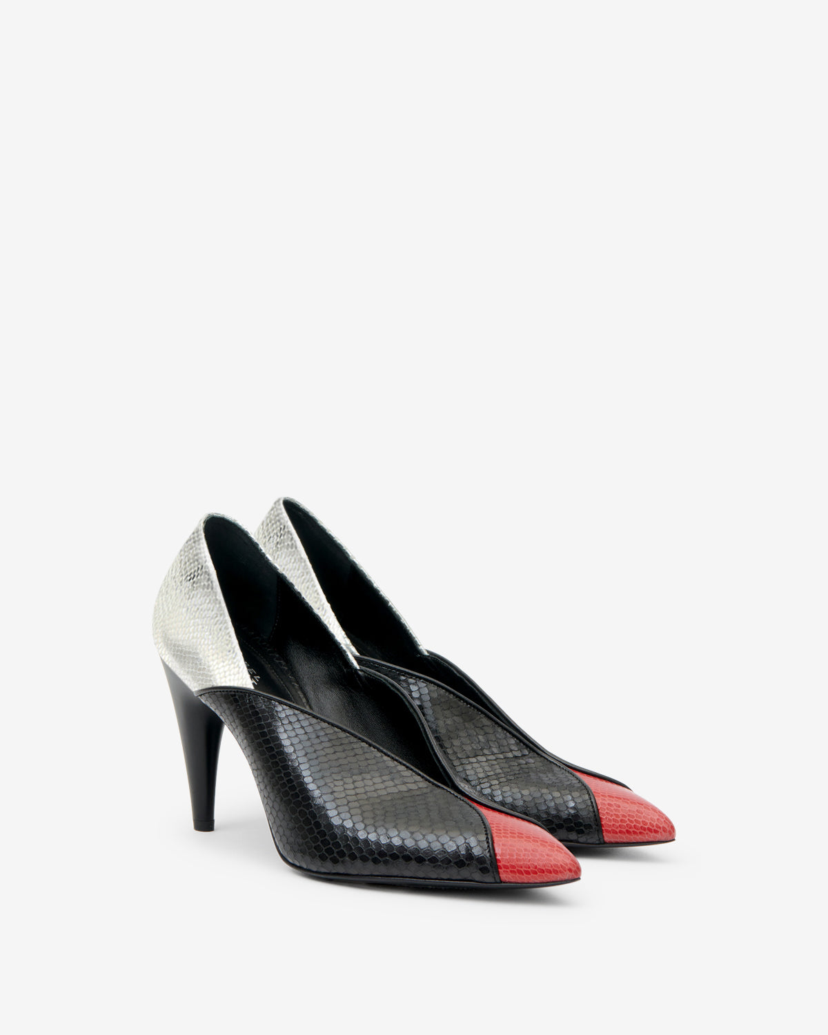 Escarpins Luza — Noir / Rouge Scarlet, vue 2 ; référence ES0090FAD4A06SBKSR
