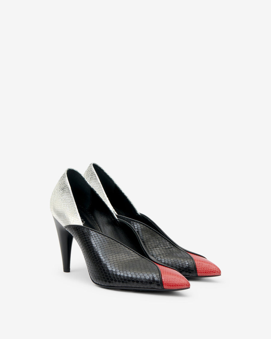 Escarpins Luza — Noir / Rouge Scarlet, vue 2 ; référence ES0090FAD4A06SBKSR