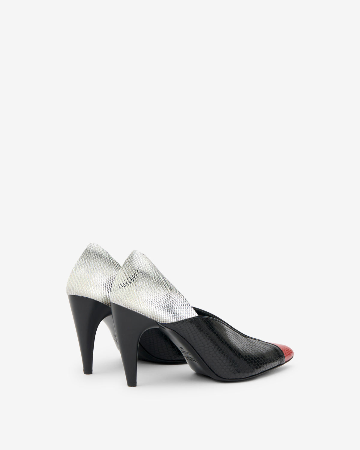 Escarpins Luza — Noir / Rouge Scarlet, vue 3 ; référence ES0090FAD4A06SBKSR