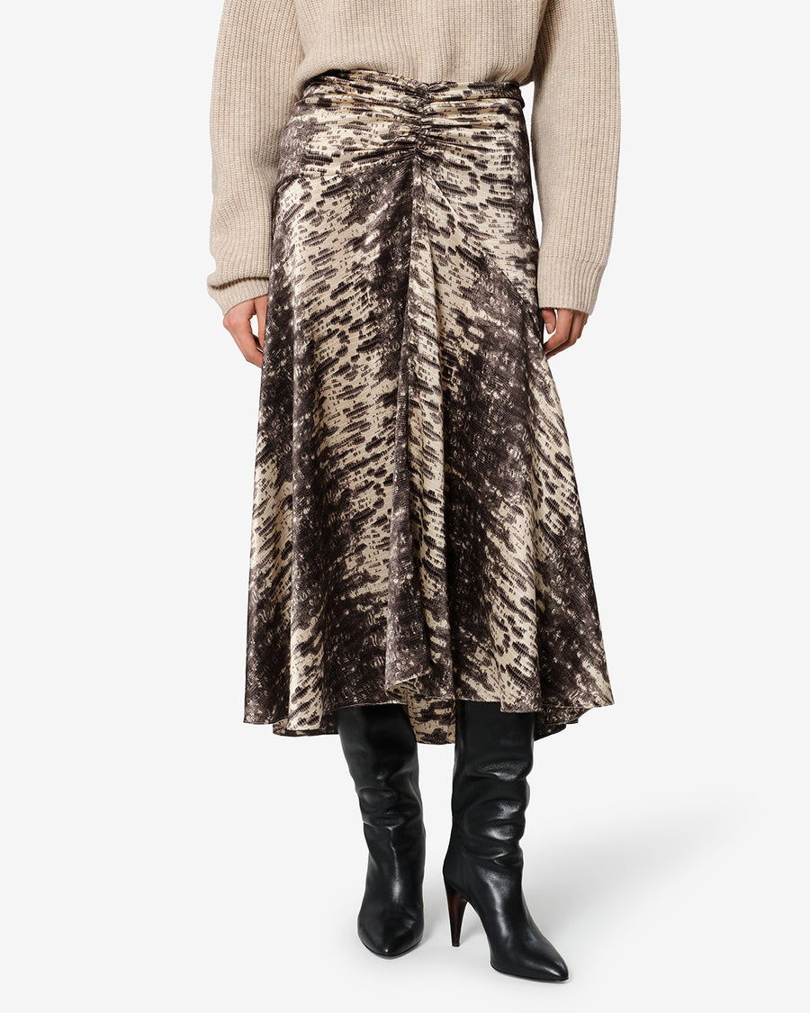 Jupe Laren en soie — Beige, vue 1 ; référence JU0575FAD4J12I90BE