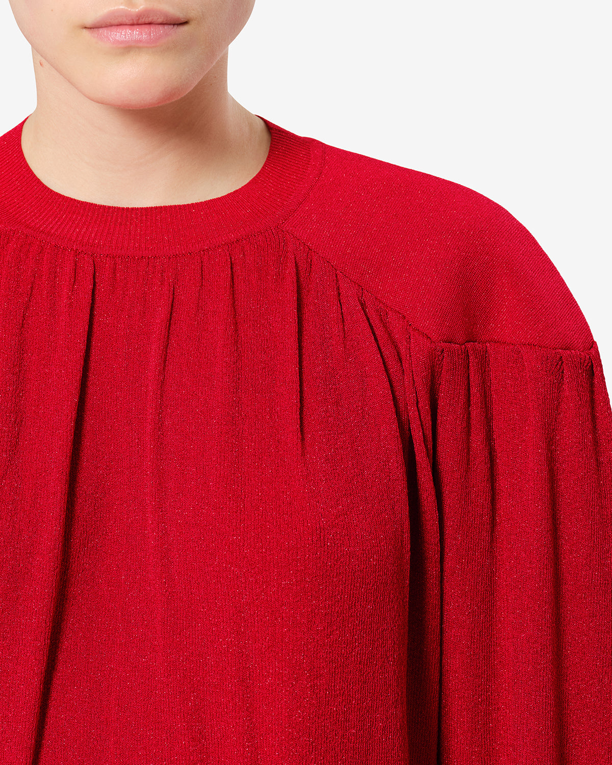 Pull Enza en maille lurex — Rouge profond, vue 3 ; référence PU0981FAD4L05I70DD