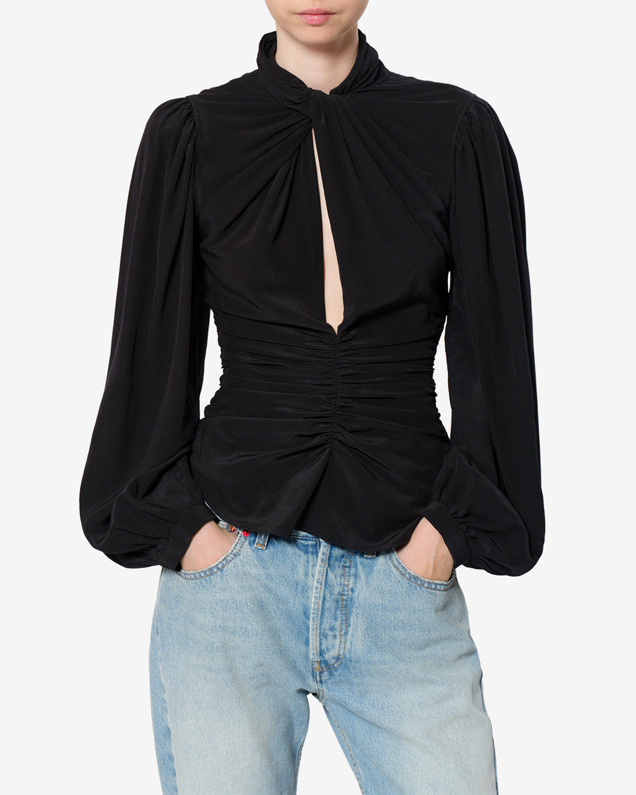 Blouse Depsona en soie — Noir, vue 1 ; référence HT0995FAD4J01I01BK