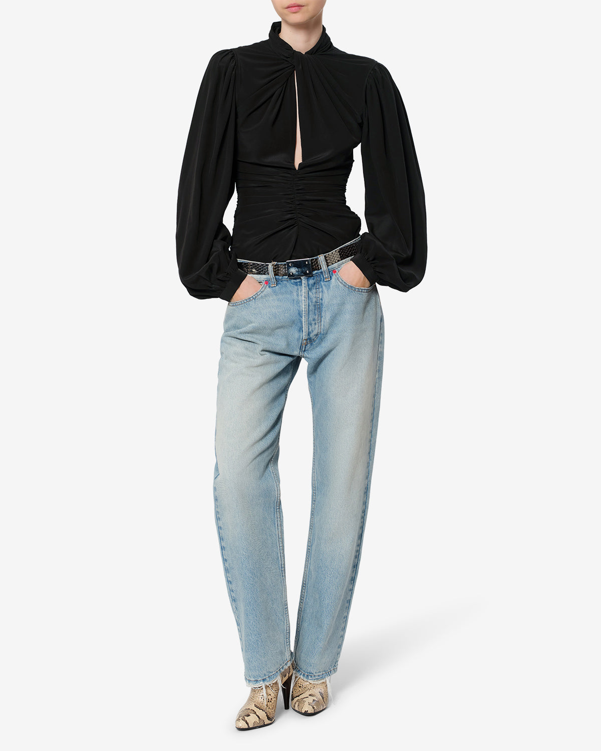 Blouse Depsona en soie — Noir, vue 2 ; référence HT0995FAD4J01I01BK