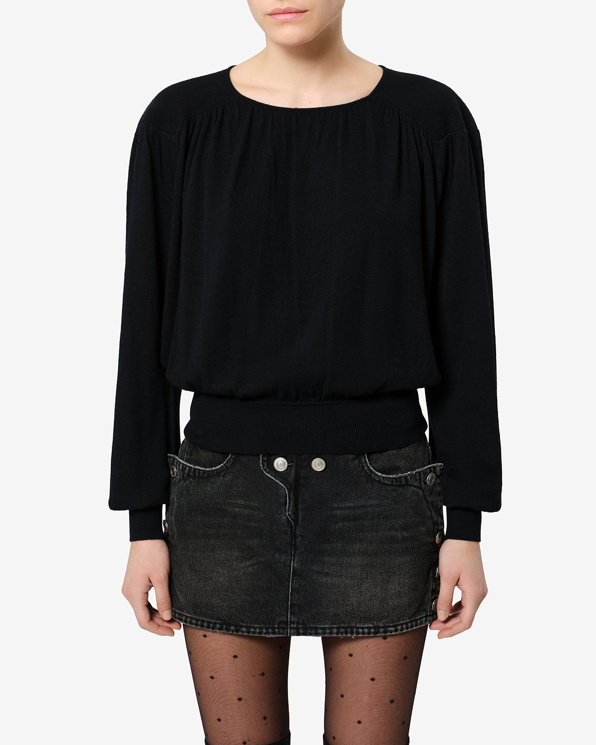 Pull Enza en viscose et laine — Noir, vue 1 ; référence PU0981FBD4L07I01BK
