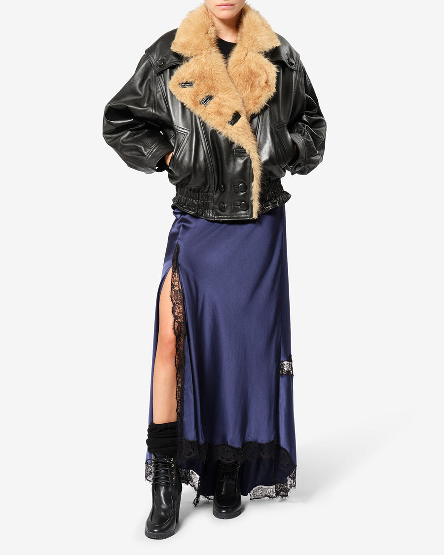 Veste Valina en cuir — Noir, vue 2 ; référence MA0642FAD4B01I01BK