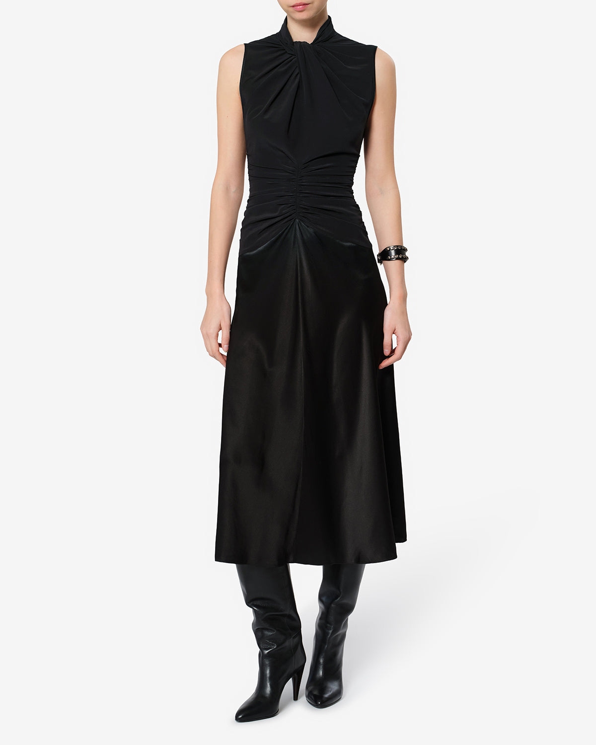 Robe Delfi en soie — Noir, vue 2 ; référence RO1221FAD4J01I01BK