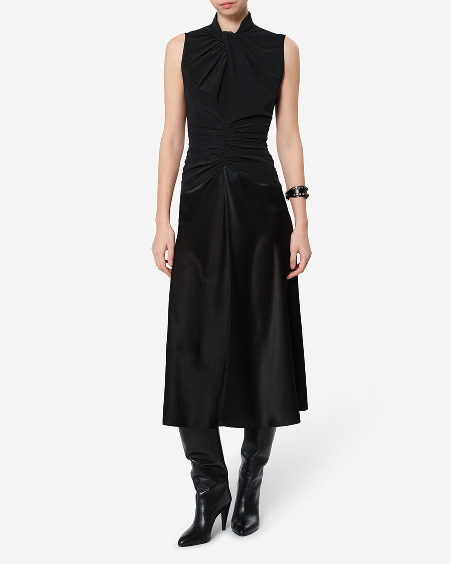 Robe Delfi en soie — Noir, vue 2 ; référence RO1221FAD4J01I01BK