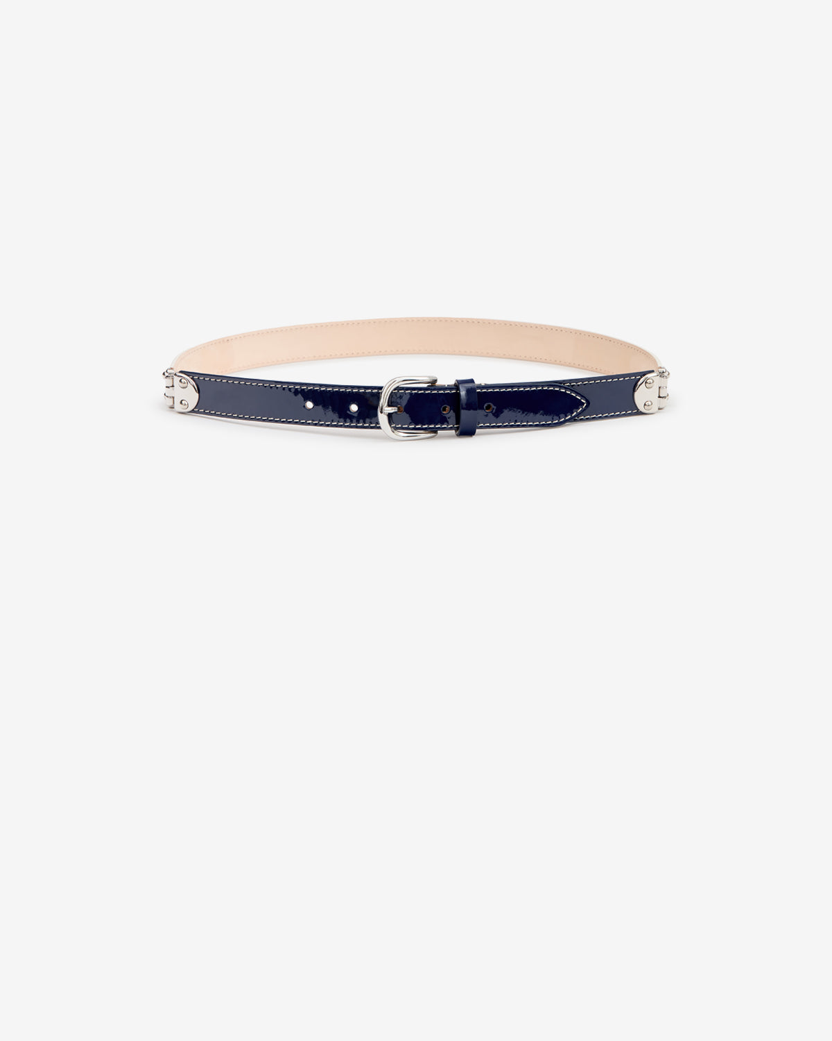 Ceinture Zap en cuir — Bleu foncé / Palladium, vue 1 ; référence CE015BFAD4A02ADBPA