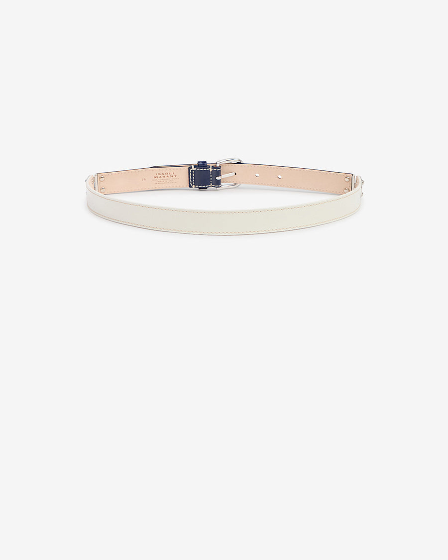 Ceinture Zap en cuir — Bleu foncé / Palladium, vue 2 ; référence CE015BFAD4A02ADBPA