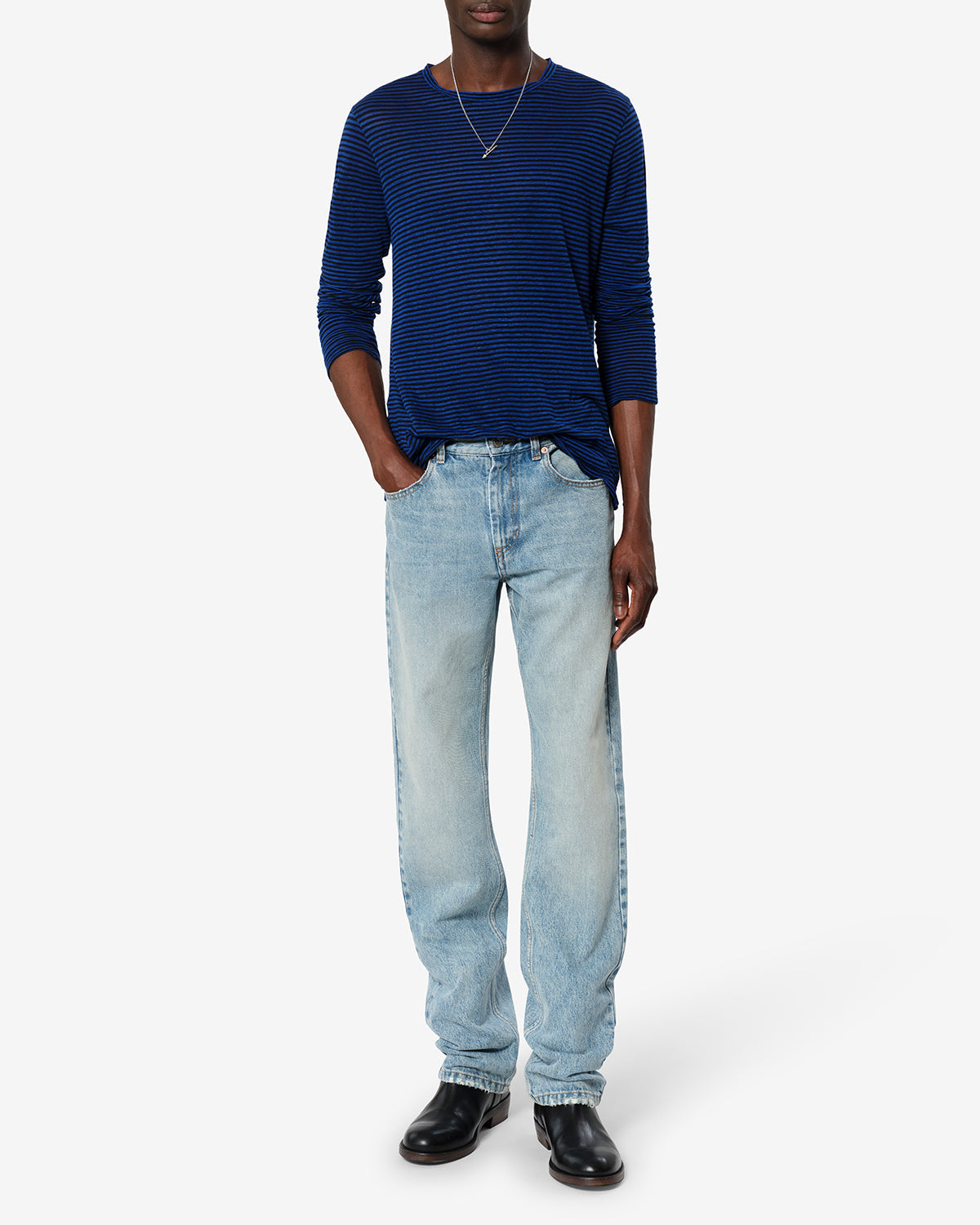 T-shirt Leighton en lin — Bleu, vue 2 ; référence TS0062HBC1N10H30BU