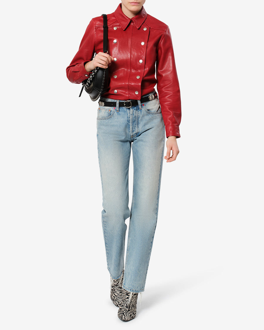 Chemise Valdy en cuir — Rouge, vue 2 ; référence CH0365FAD4B06I70RD