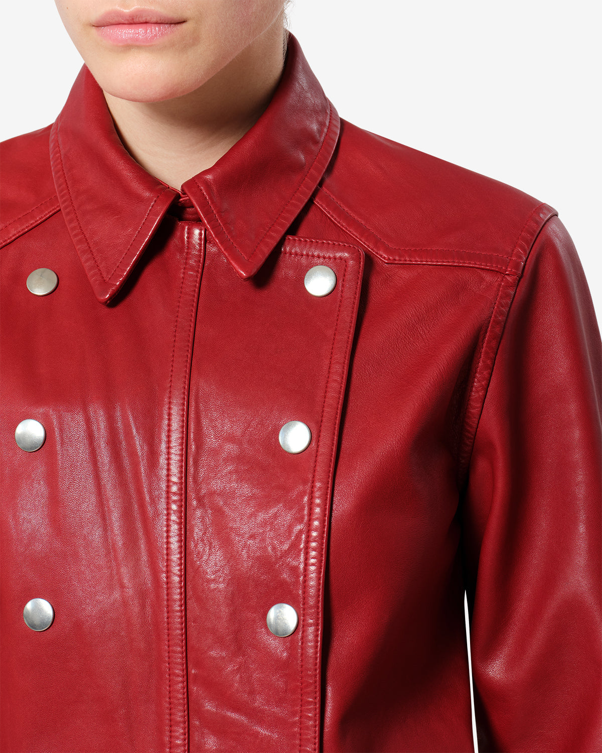 Chemise Valdy en cuir — Rouge, vue 3 ; référence CH0365FAD4B06I70RD