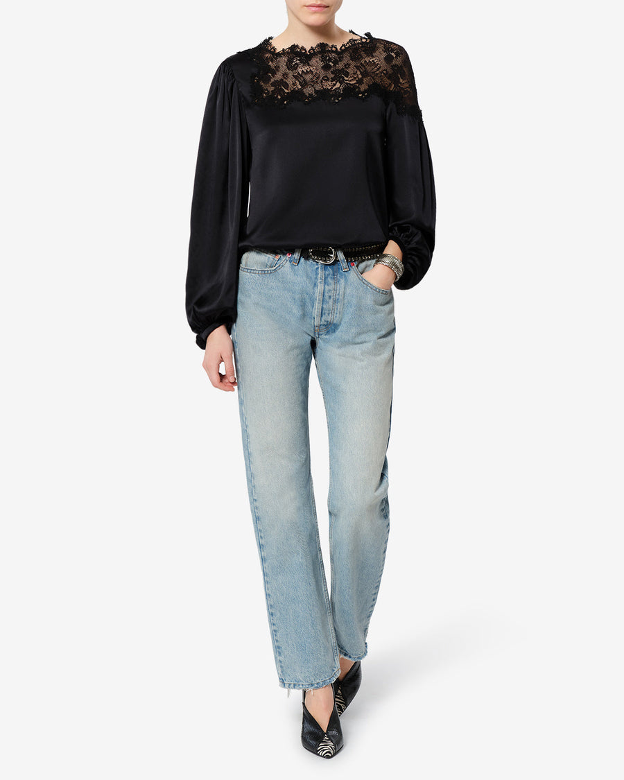 Blouse Azare en soie — Noir, vue 2 ; référence HT0989FAD4J15I01BK