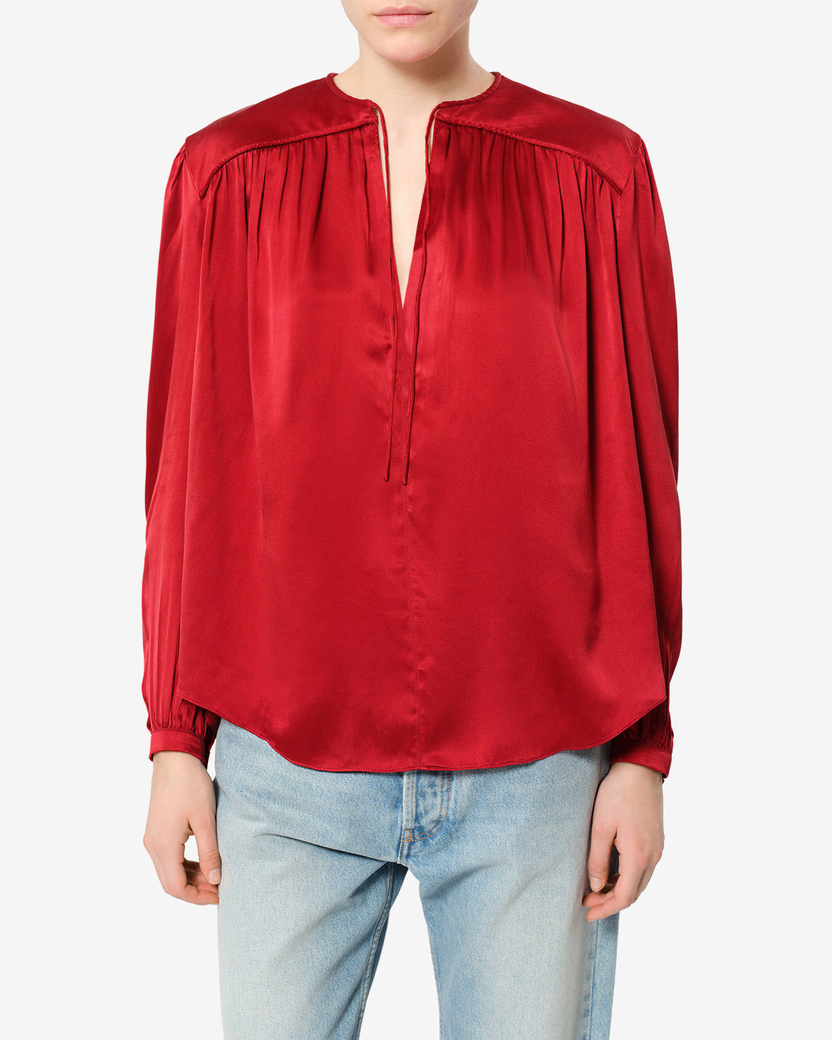 Blouse Laraya en soie — Rouge, vue 1 ; référence HT0990FAD4J22I70RD