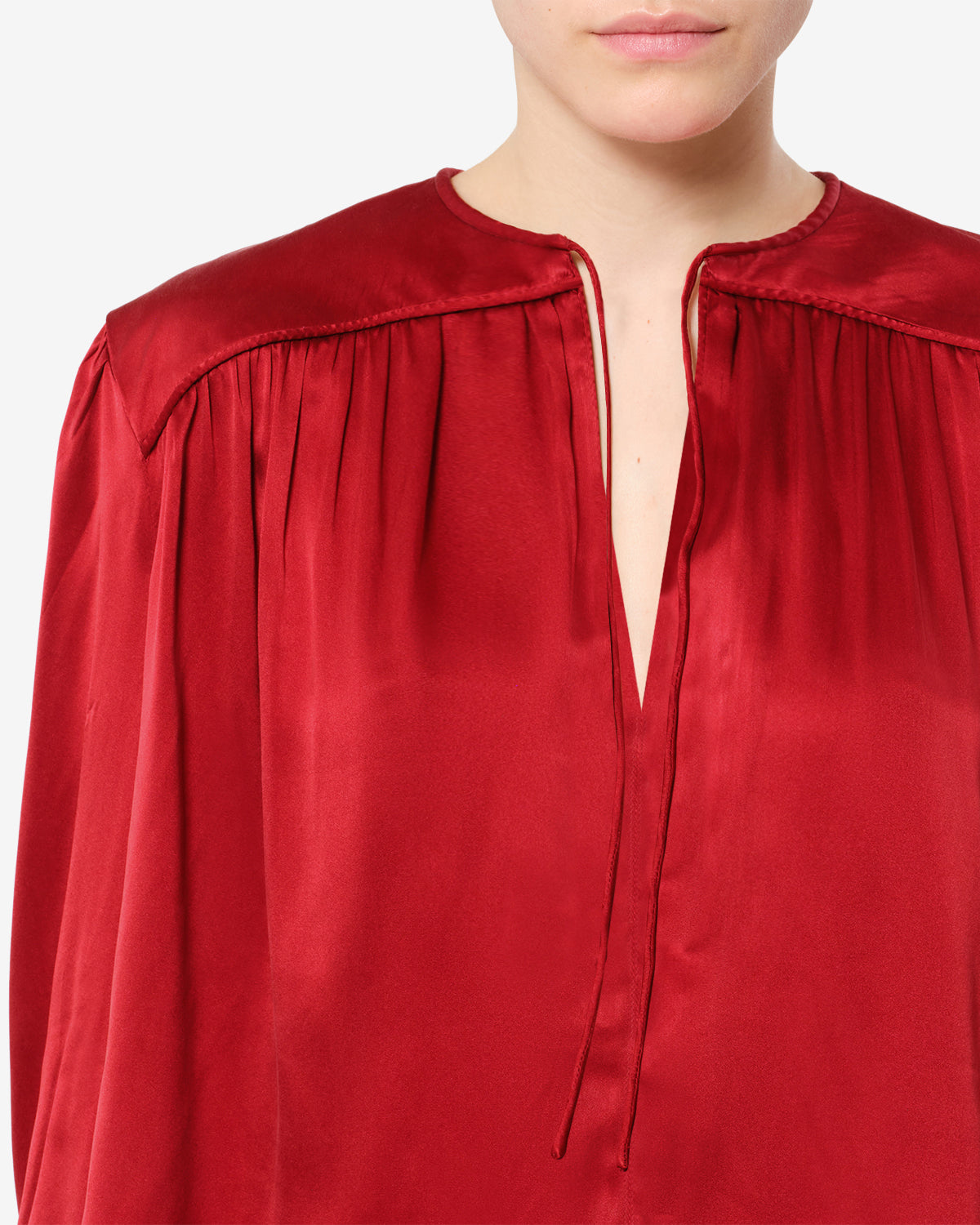 Blouse Laraya en soie — Rouge, vue 3 ; référence HT0990FAD4J22I70RD
