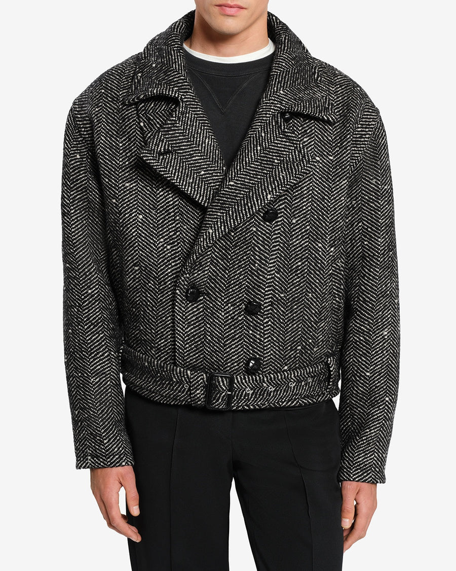 Manteau Ethan en laine — Écru et noir, vue 1 ; référence MA0608HAD4D03HECBK