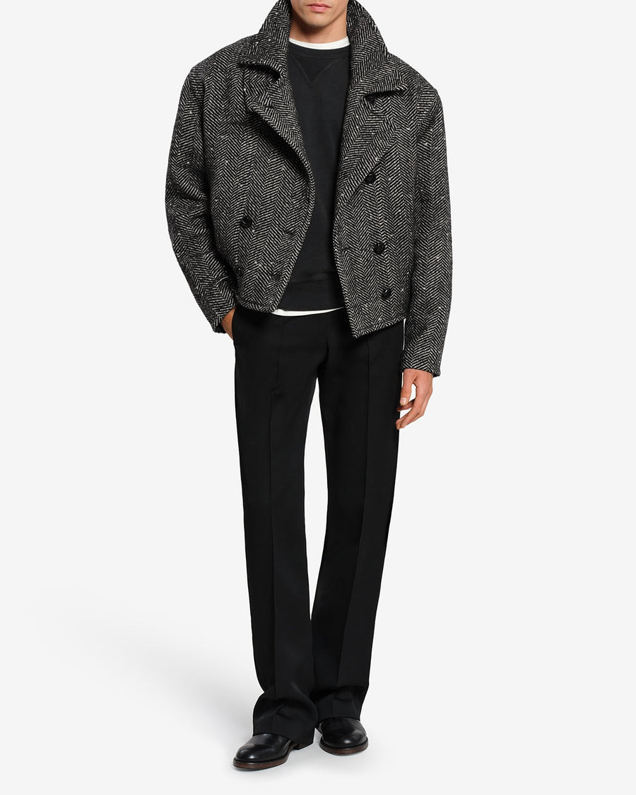 Manteau Ethan en laine — Écru et noir, vue 2 ; référence MA0608HAD4D03HECBK