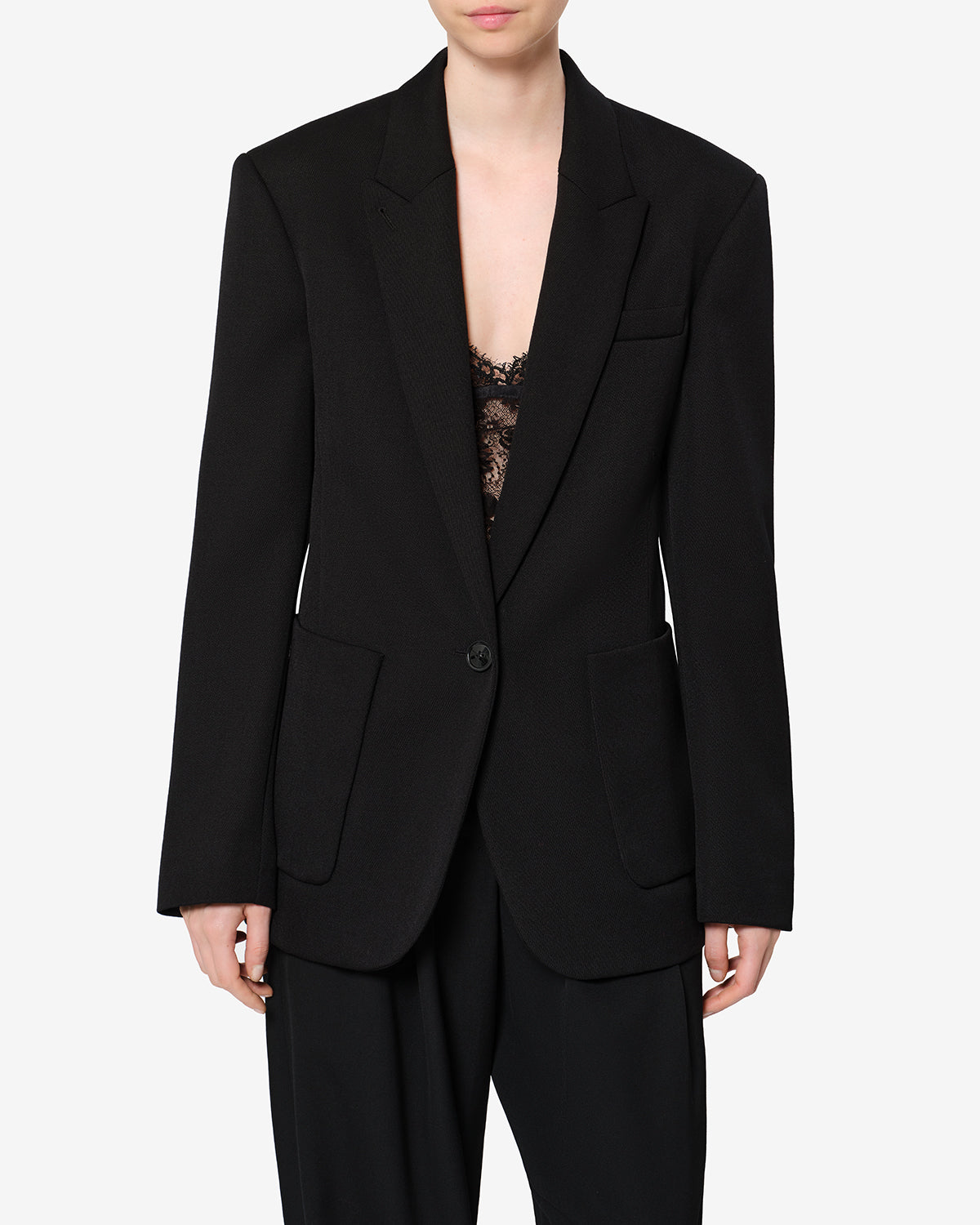 Veste Pomili en laine — Noir, vue 1 ; référence VE0799FAD4F02I01BK