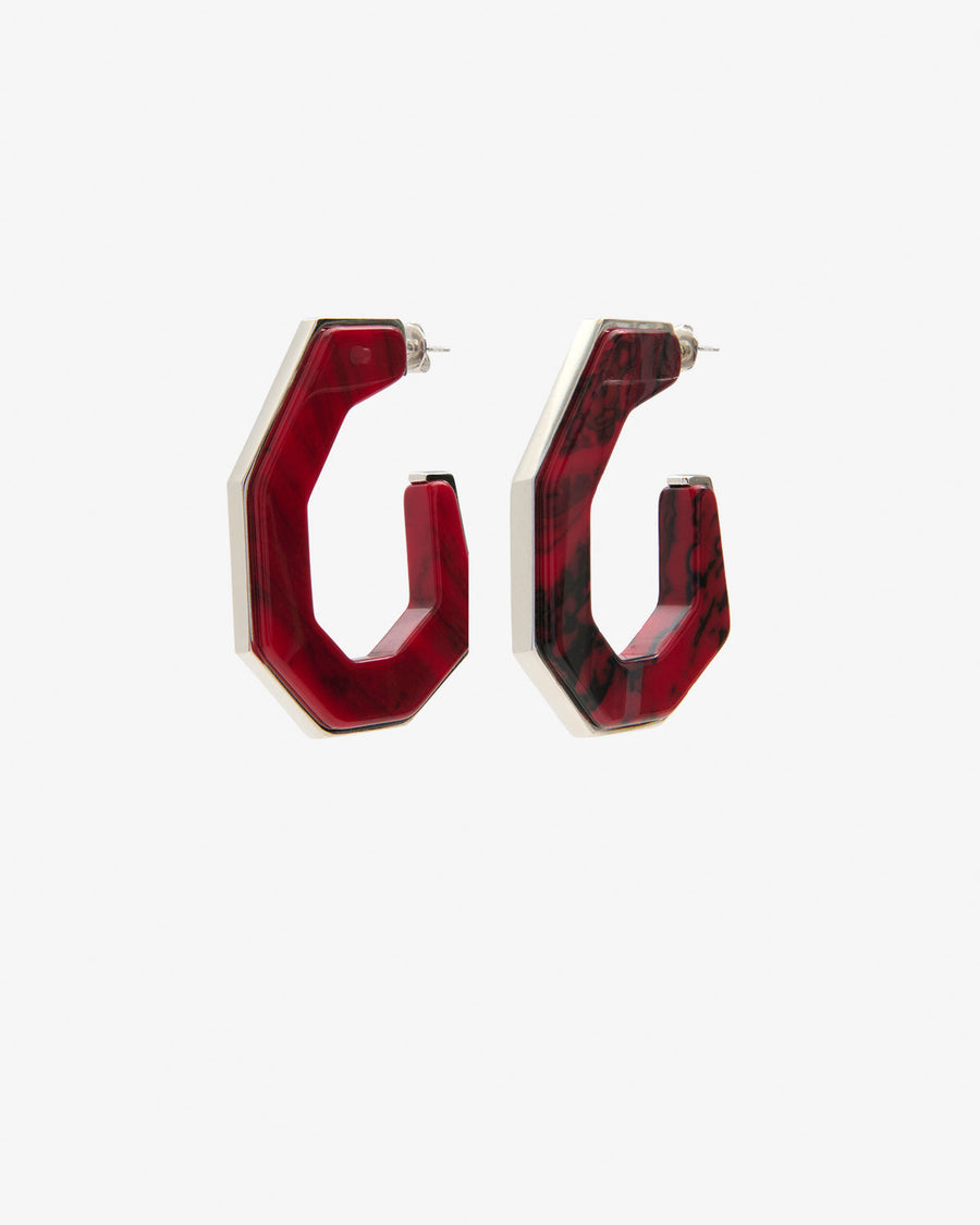 Boucles d'oreille Liu — Rouge-argenté, vue 2 ; référence BL0322FAD4B02BRDSI