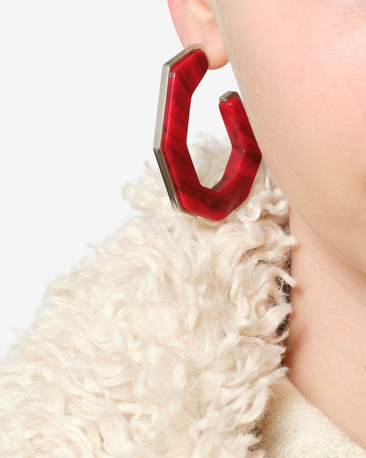 Boucles d'oreille Liu — Rouge-argenté, vue 3 ; référence BL0322FAD4B02BRDSI