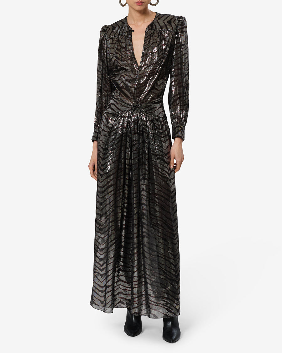 Robe Felby en soie — Noir et argenté, vue 1 ; référence RO1202FBD4J16IBKSI