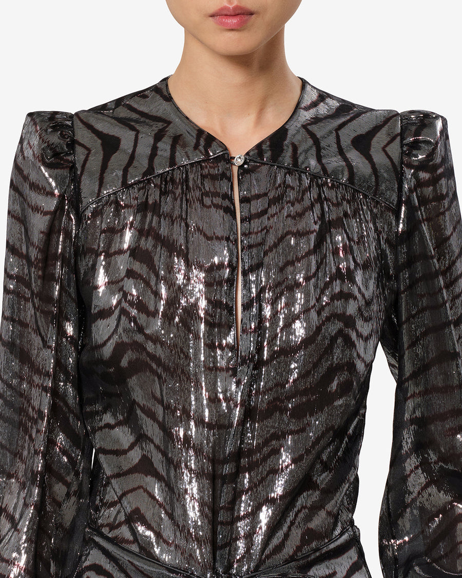 Robe Felby en soie — Noir et argenté, vue 2 ; référence RO1202FBD4J16IBKSI