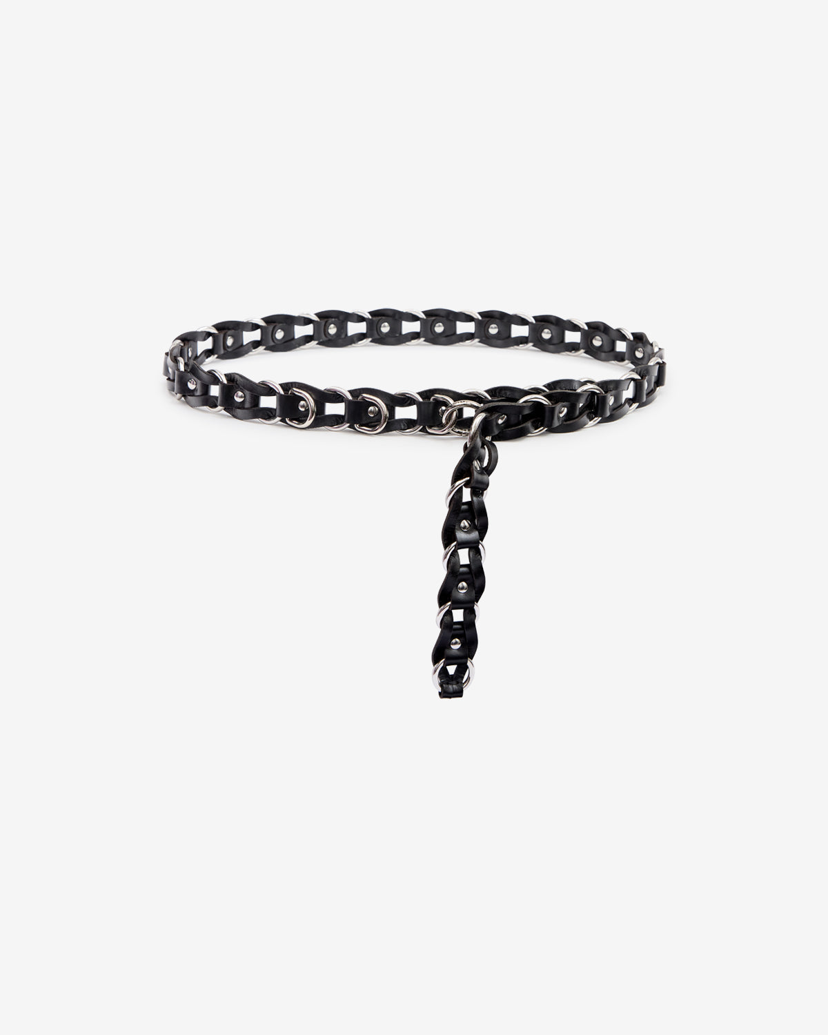 Ceinture Bali Hook en cuir — Noir et argenté, vue 1 ; référence CE466CFAB4B04ABKSI