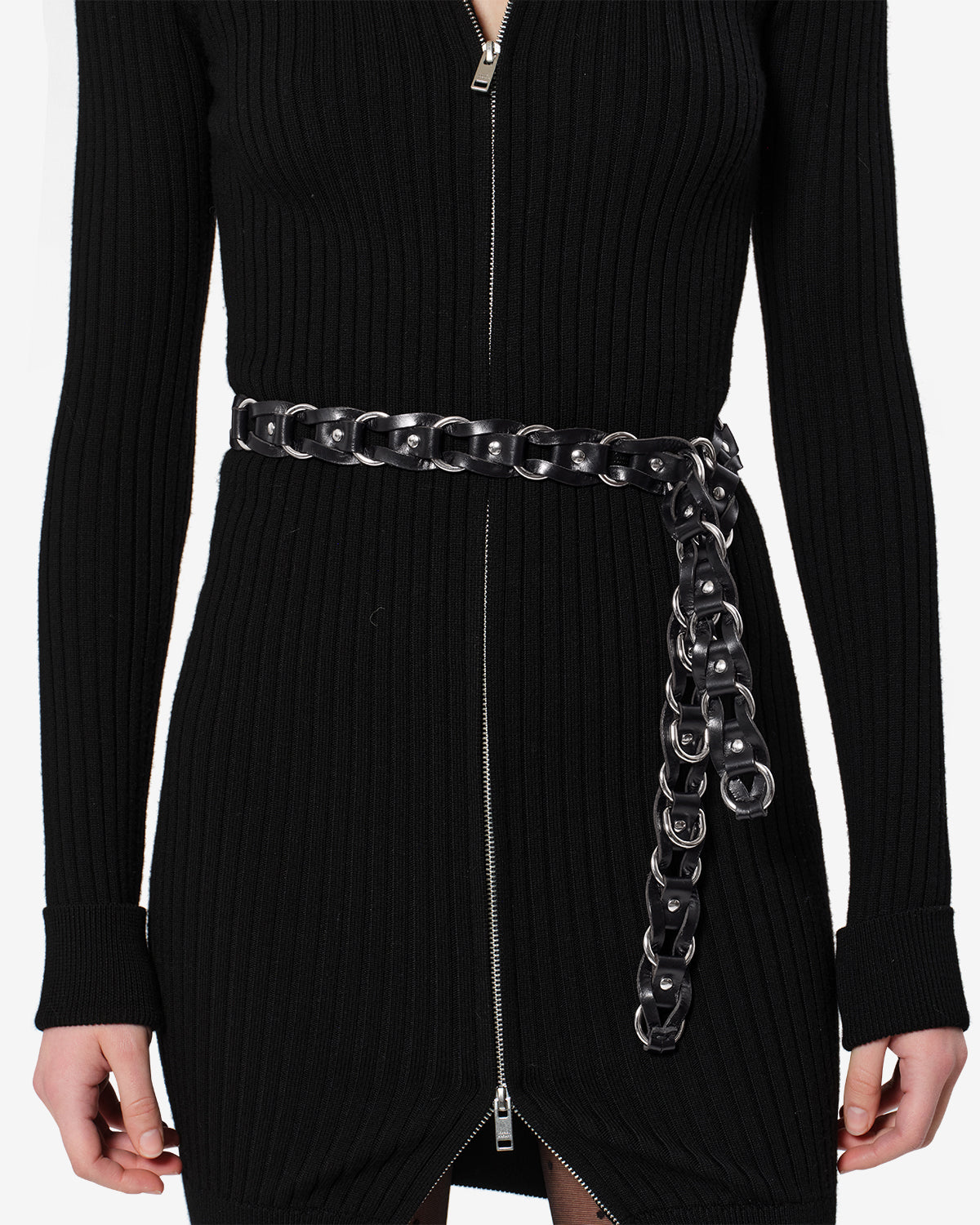 Ceinture Bali Hook en cuir — Noir et argenté, vue 3 ; référence CE466CFAB4B04ABKSI