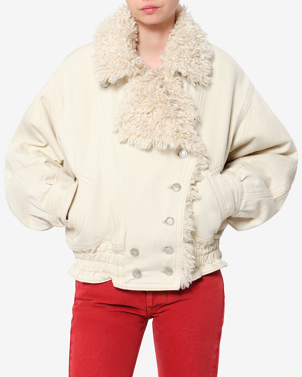 Veste Valineo en denim — Écru, vue 1 ; référence VE0846FAD4H07I23EC