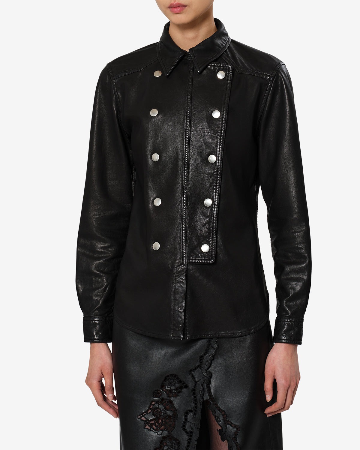 Chemise Valdy en cuir — Noir, vue 1 ; référence CH0365FAD4B06I01BK
