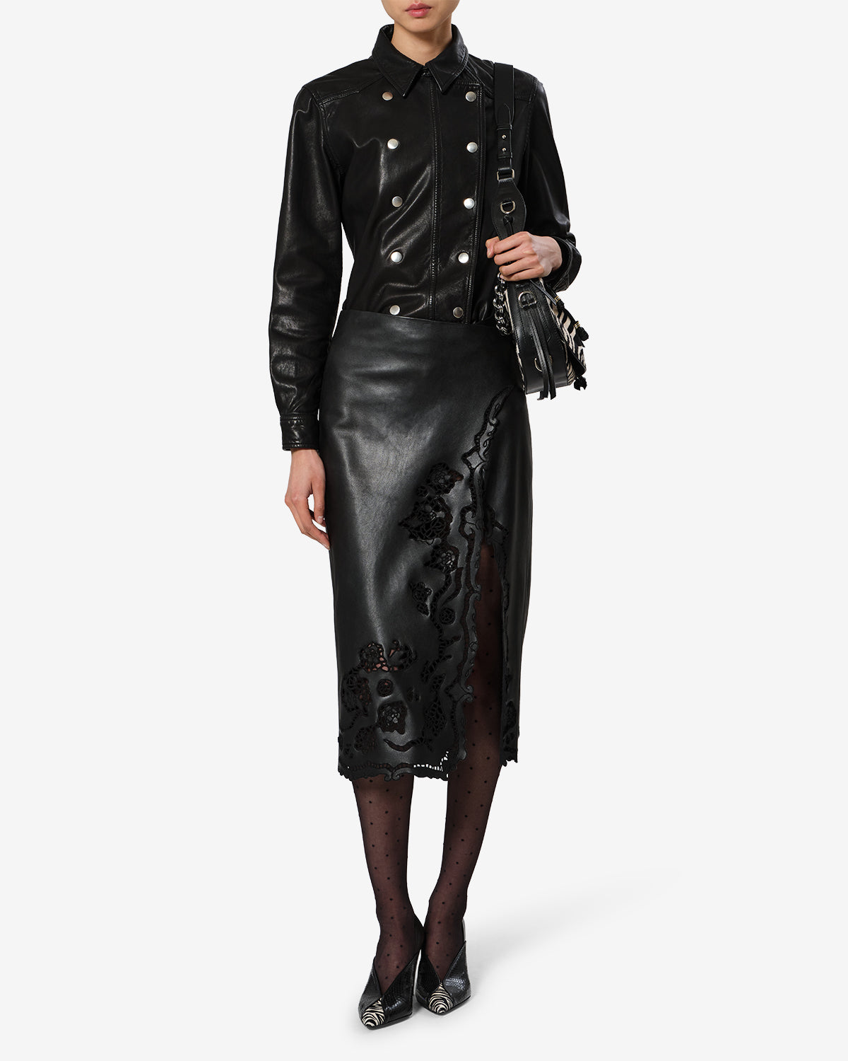 Chemise Valdy en cuir — Noir, vue 2 ; référence CH0365FAD4B06I01BK