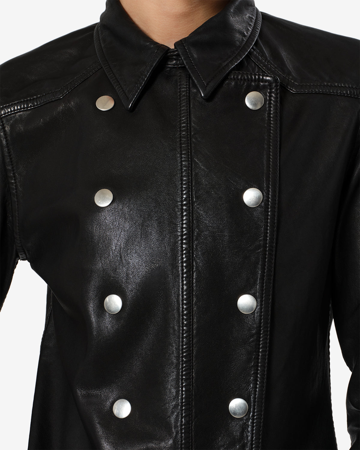 Chemise Valdy en cuir — Noir, vue 3 ; référence CH0365FAD4B06I01BK