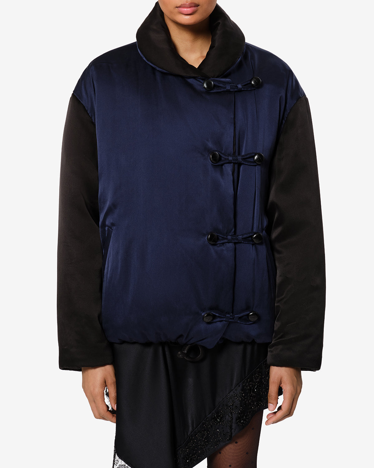 Manteau Bleza en soie — Nuit, vue 1 ; référence MA0585FAD4C03I30MI