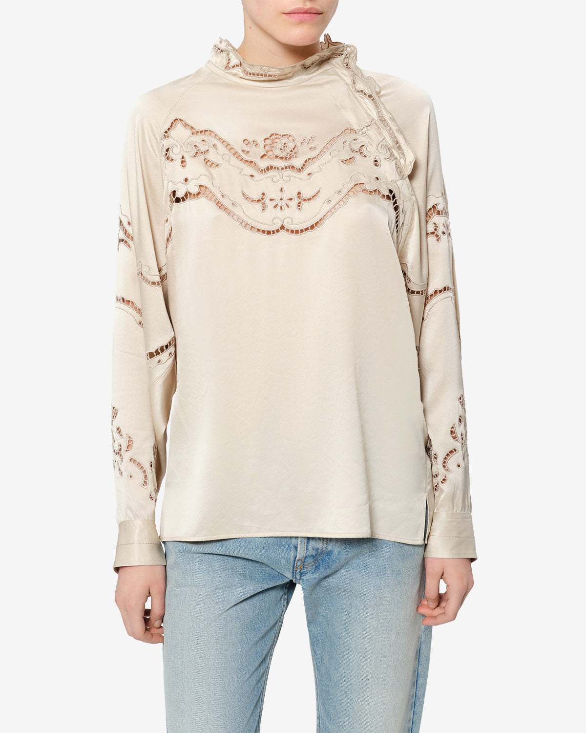 Blouse Enelia en soie — Champagne, vue 1 ; référence HT0981FAD4J03I23CH