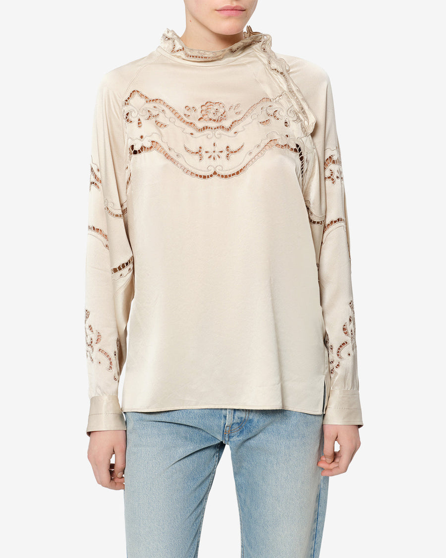 Blouse Enelia en soie — Champagne, vue 1 ; référence HT0981FAD4J03I23CH