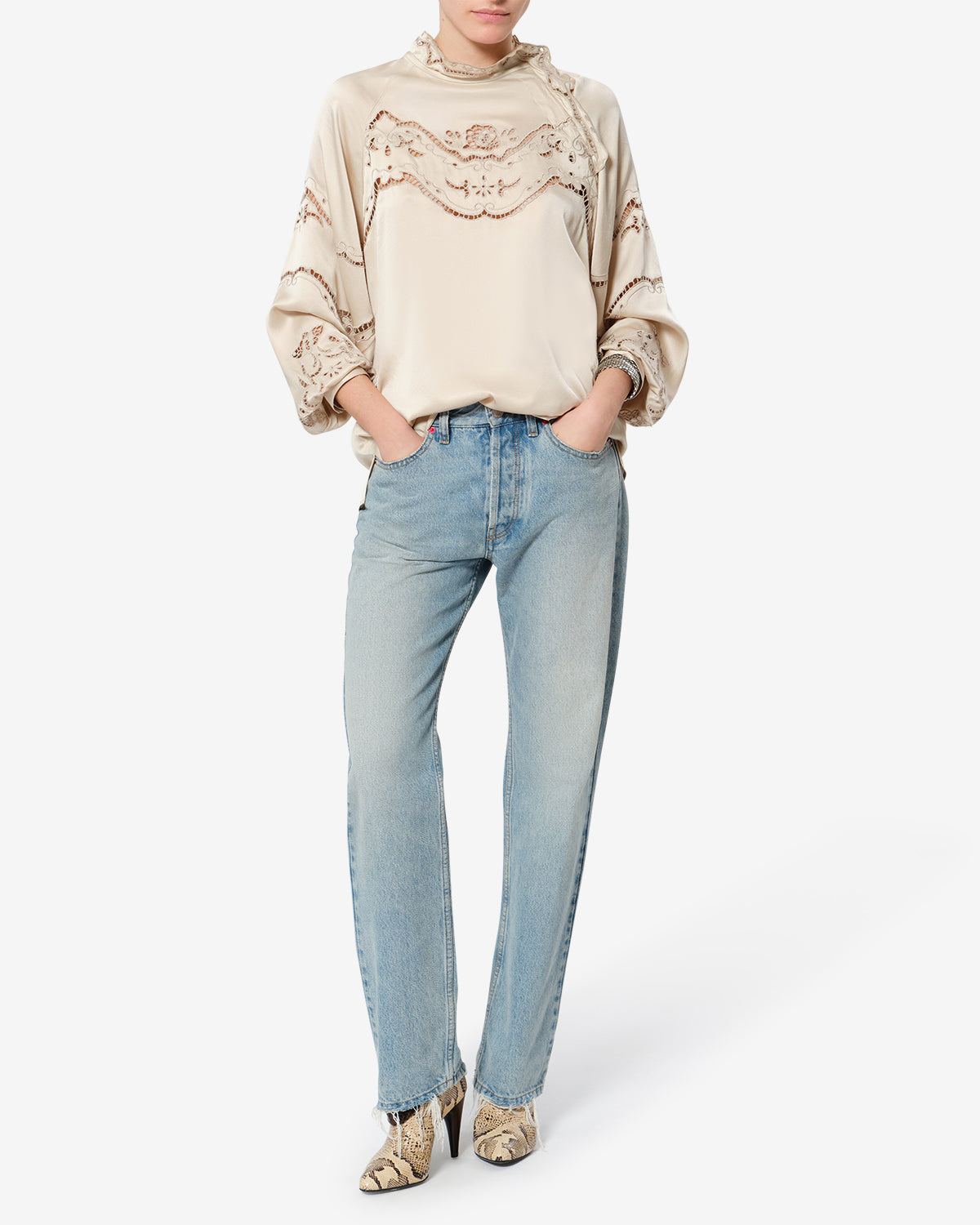 Blouse Enelia en soie — Champagne, vue 2 ; référence HT0981FAD4J03I23CH