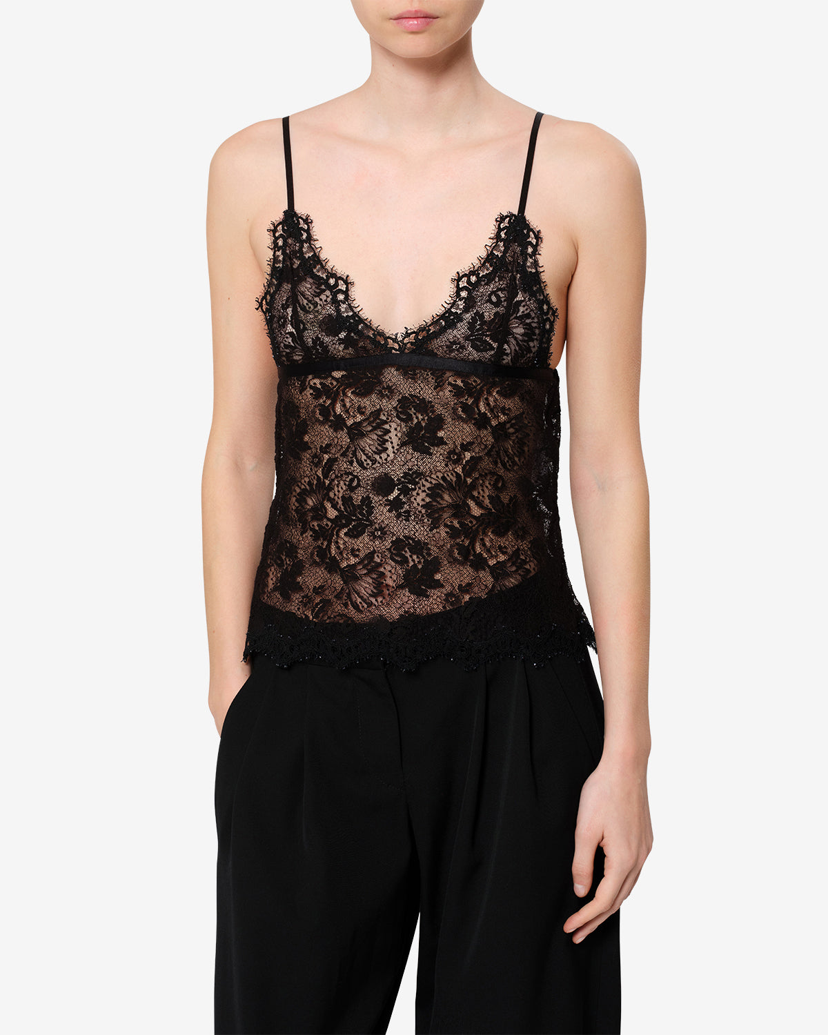 Top Adiena en dentelle — Noir, vue 1 ; référence HT0996FAD4J15I01BK
