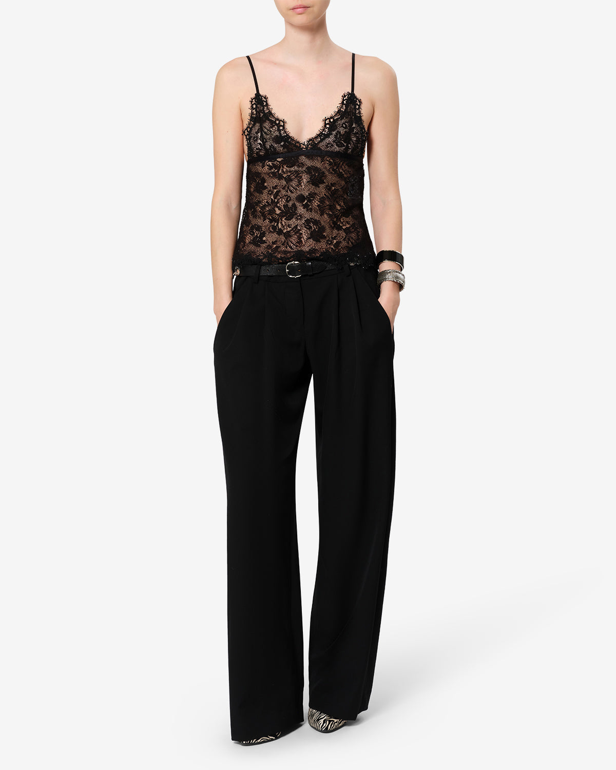 Top Adiena en dentelle — Noir, vue 2 ; référence HT0996FAD4J15I01BK