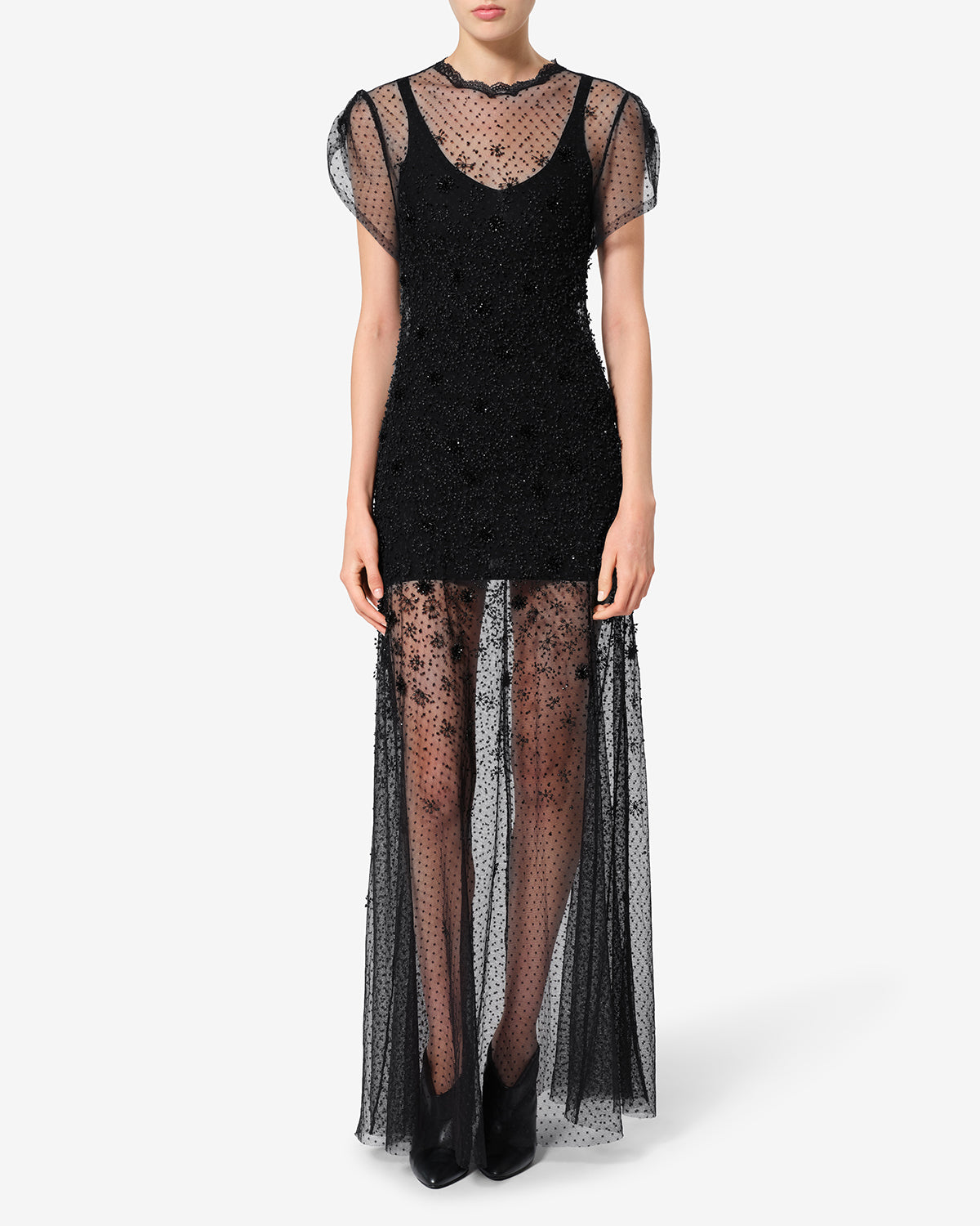 Robe Otalia en dentelle — Noir, vue 1 ; référence RO1220FBD4J18I01BK