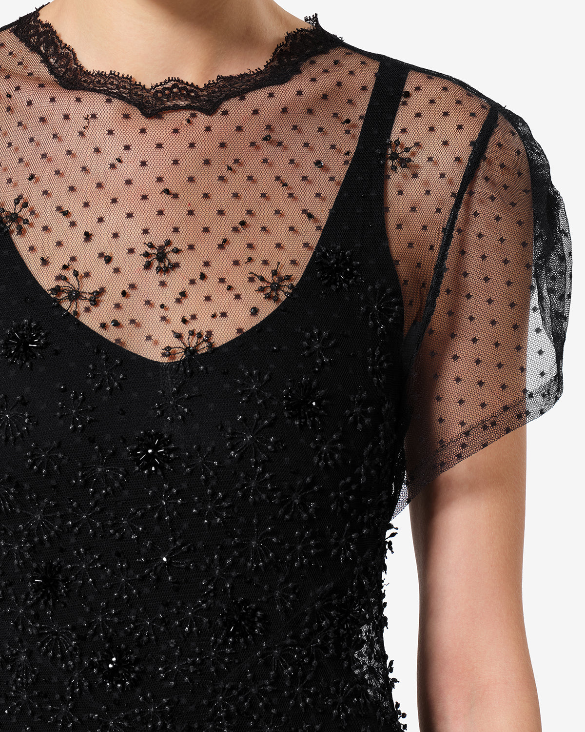 Robe Otalia en dentelle — Noir, vue 2 ; référence RO1220FBD4J18I01BK