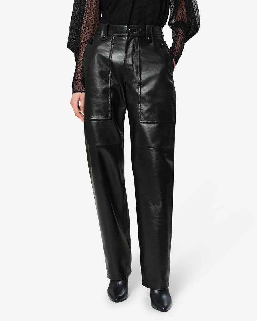 Pantalon Valka en cuir — Noir, vue 1 ; référence PA0809FAD4B01I01BK