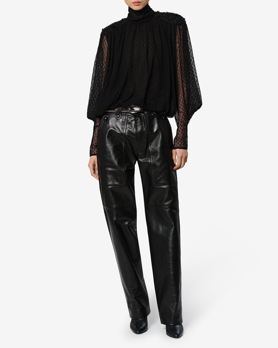 Pantalon Valka en cuir — Noir, vue 2 ; référence PA0809FAD4B01I01BK