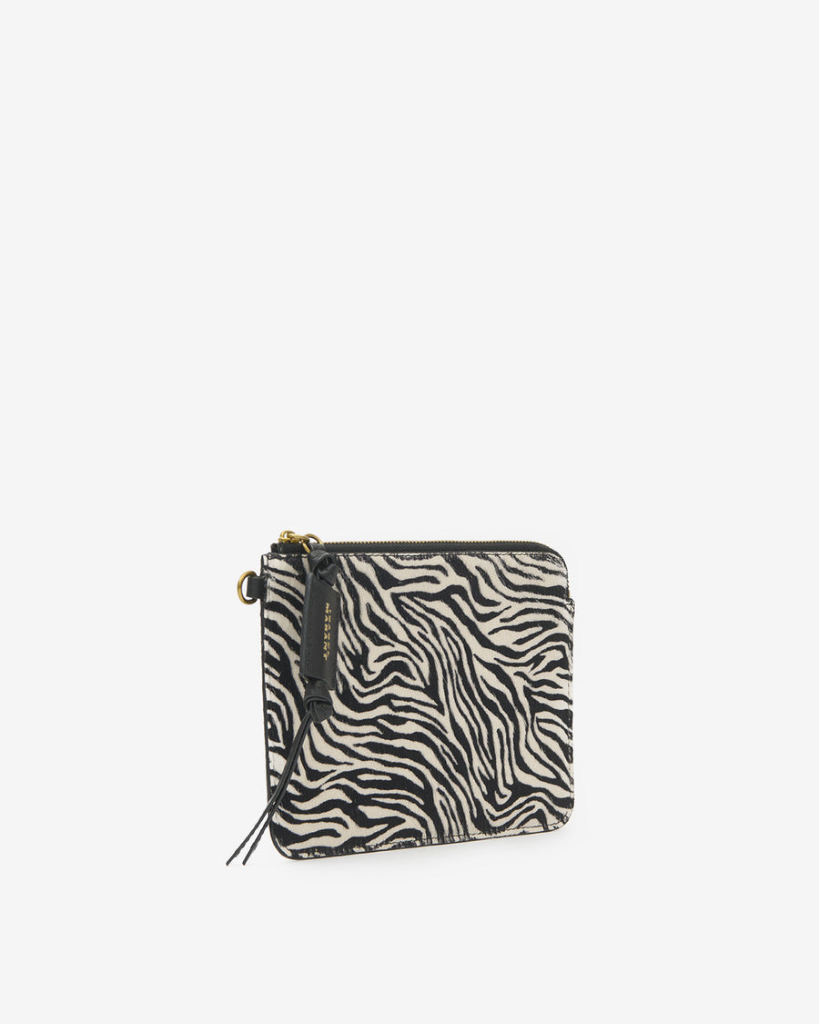 Pochette zippée Oskan Pony en cuir — Zèbre, vue 1 ; référence MP0123FAD4C38M20ZA
